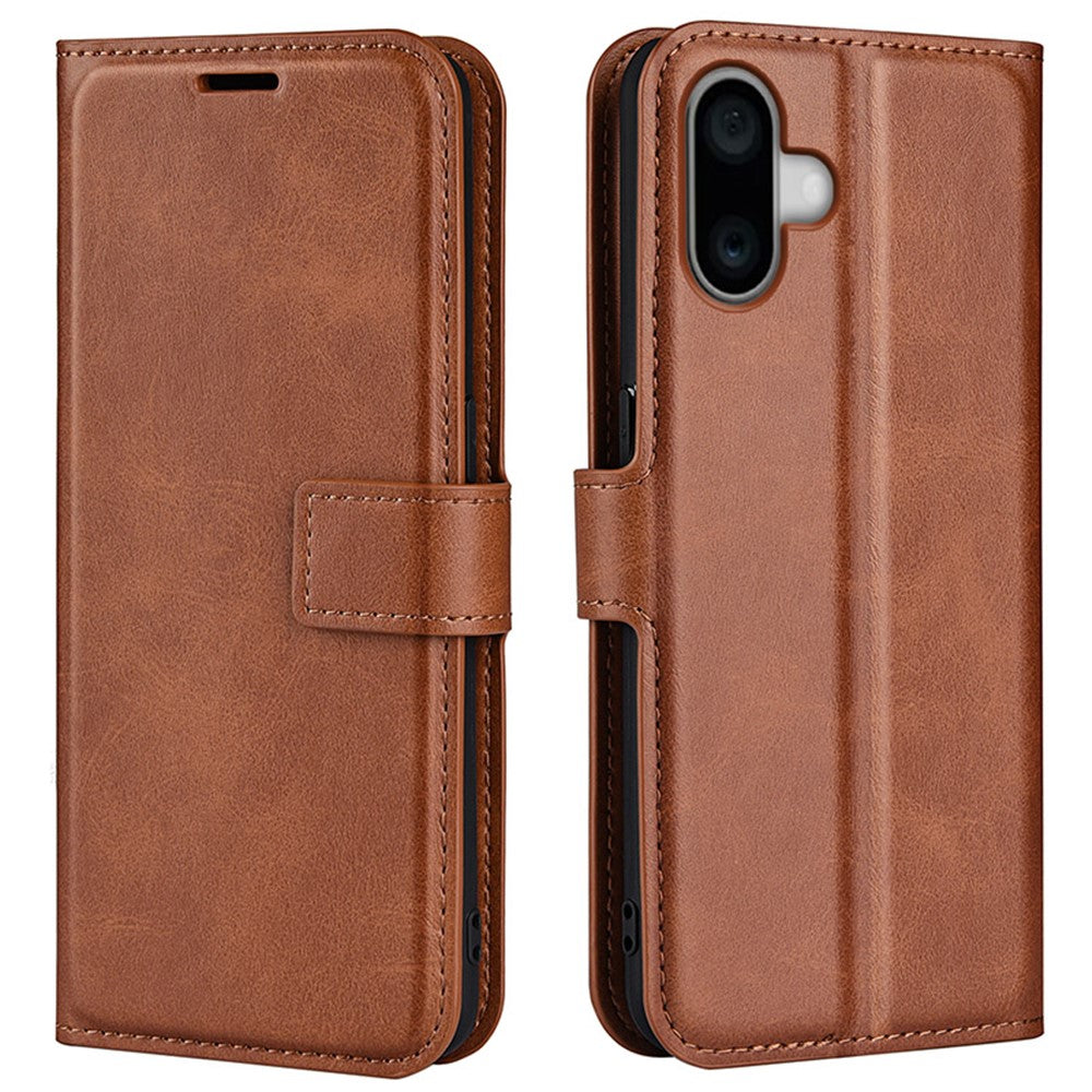 For iPhone 16 Case Calf Texture PU Leather Folio Flip Phone Wallet Cover