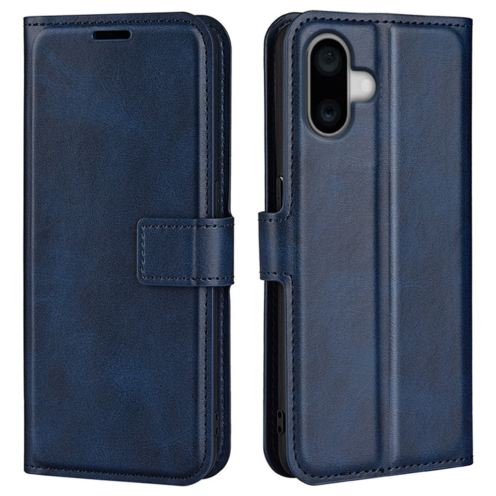 For iPhone 16 Case Calf Texture PU Leather Folio Flip Phone Wallet Cover