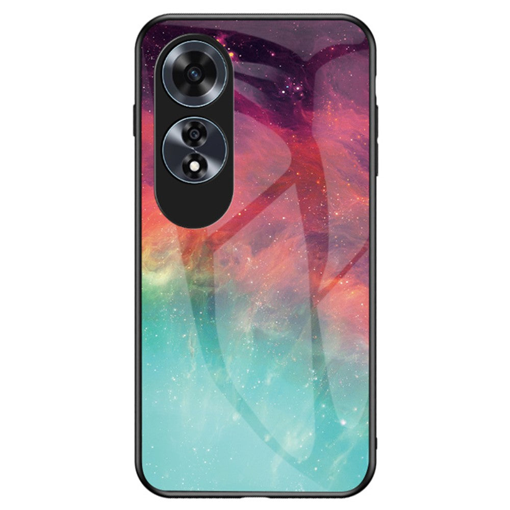 For Oppo A60 4G Case Tempered Glass Back Cover Pretty Starry Sky Pattern Design
