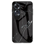 For Oppo A60 4G Case TPU Frame Tempered Glass+PC Back Cover Marble Pattern