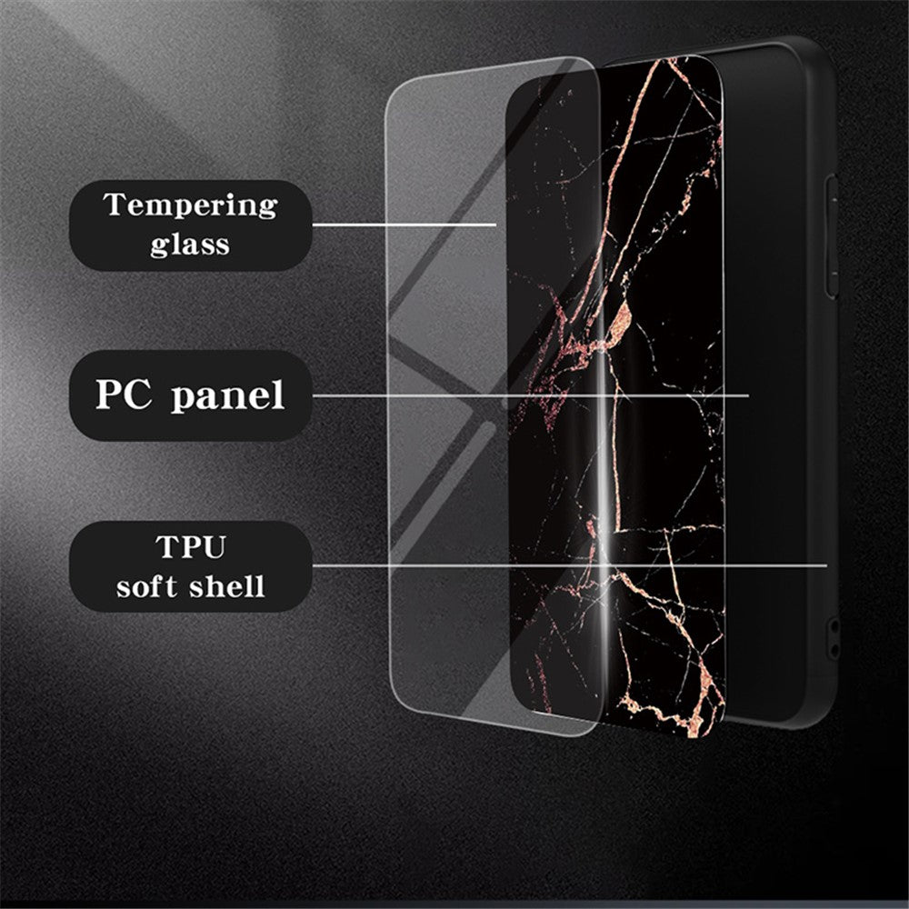 For Oppo A60 4G Case TPU Frame Tempered Glass+PC Back Cover Marble Pattern