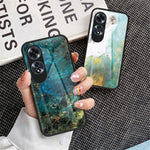 For Oppo A60 4G Case TPU Frame Tempered Glass+PC Back Cover Marble Pattern