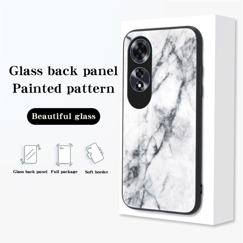 For Oppo A60 4G Case TPU Frame Tempered Glass+PC Back Cover Marble Pattern