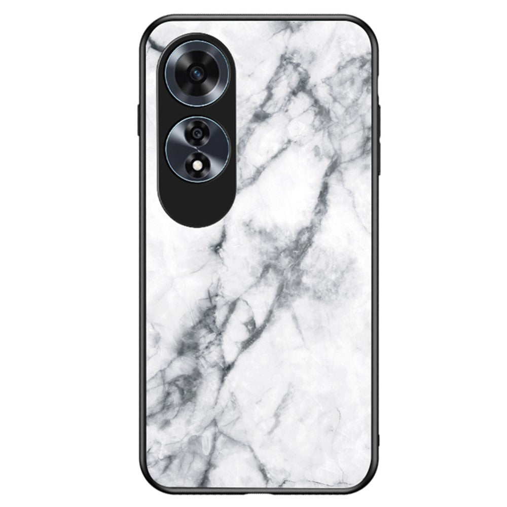 For Oppo A60 4G Case TPU Frame Tempered Glass+PC Back Cover Marble Pattern