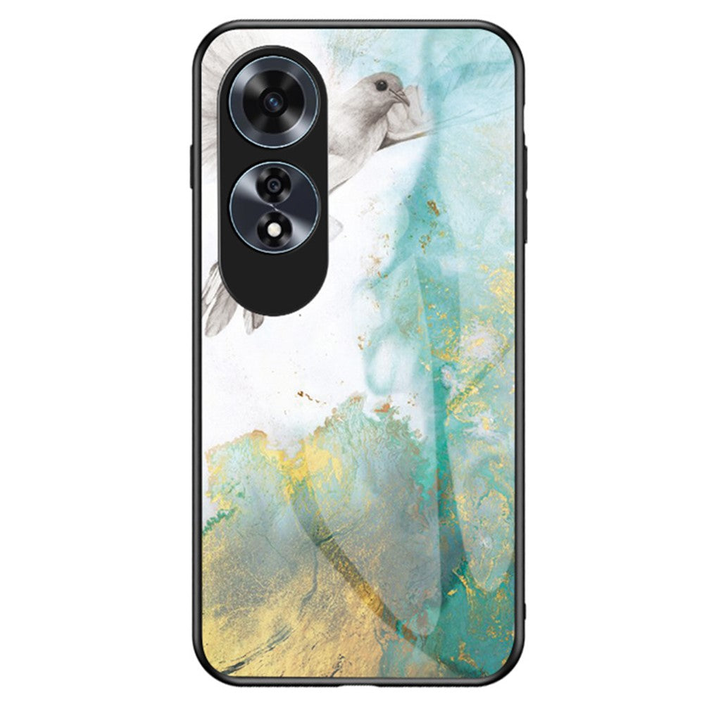 For Oppo A60 4G Case TPU Frame Tempered Glass+PC Back Cover Marble Pattern