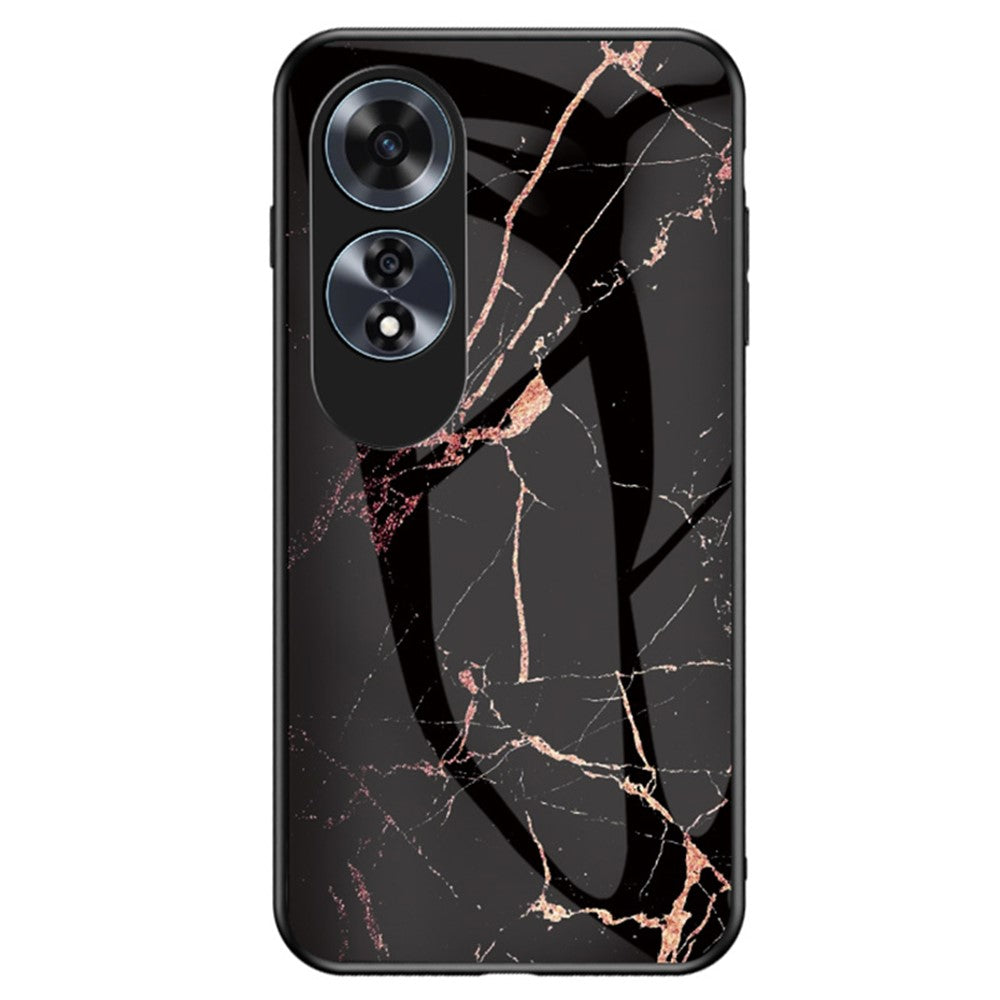 For Oppo A60 4G Case TPU Frame Tempered Glass+PC Back Cover Marble Pattern