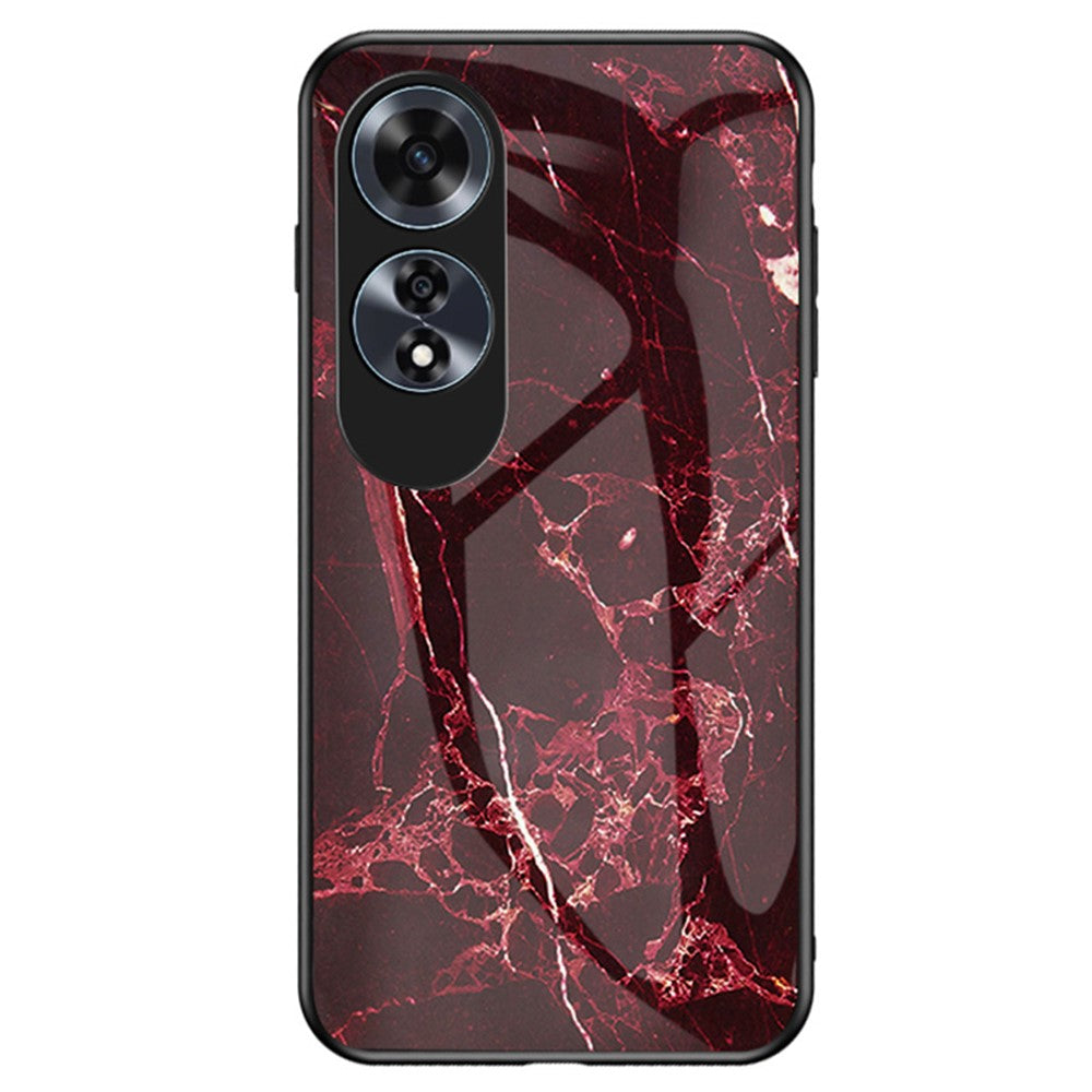 For Oppo A60 4G Case TPU Frame Tempered Glass+PC Back Cover Marble Pattern