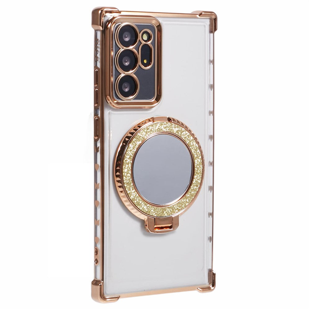For Samsung Galaxy Note20 Ultra / Note20 Ultra 5G Case Electroplating TPU Cover with Kickstand Mirror