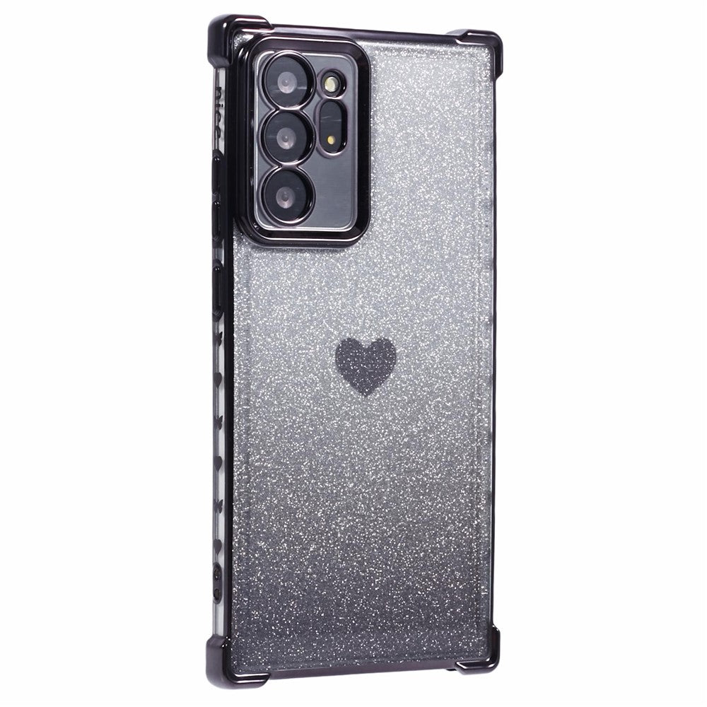 For Samsung Galaxy Note20 Ultra / Note20 Ultra 5G Case Heart Pattern Electroplating TPU Glitter Phone Cover