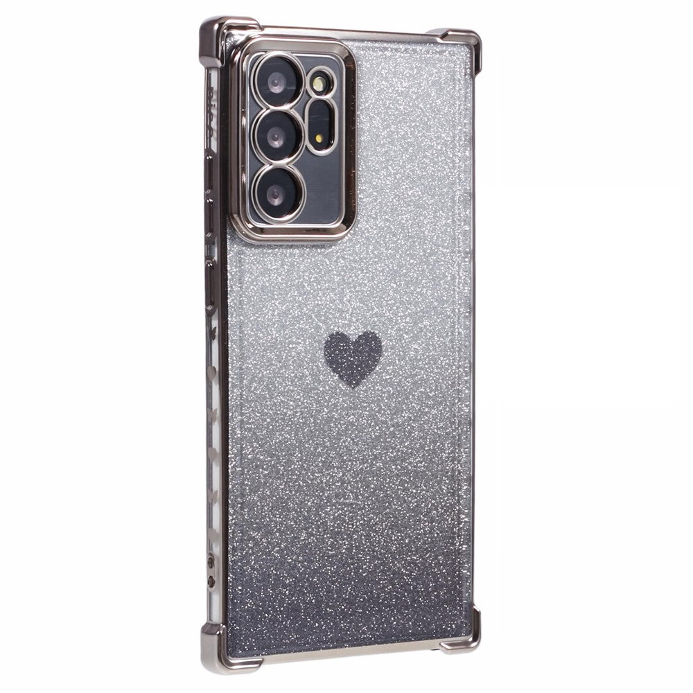 For Samsung Galaxy Note20 Ultra / Note20 Ultra 5G Case Heart Pattern Electroplating TPU Glitter Phone Cover