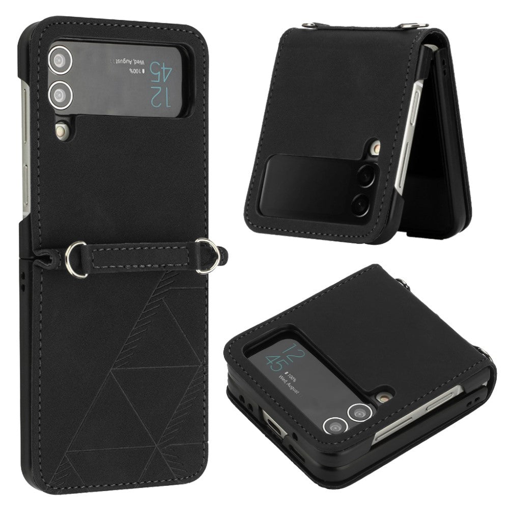 For Samsung Galaxy Z Flip4 5G Leather Case with Hand Strap Wallet Stand Phone Cover