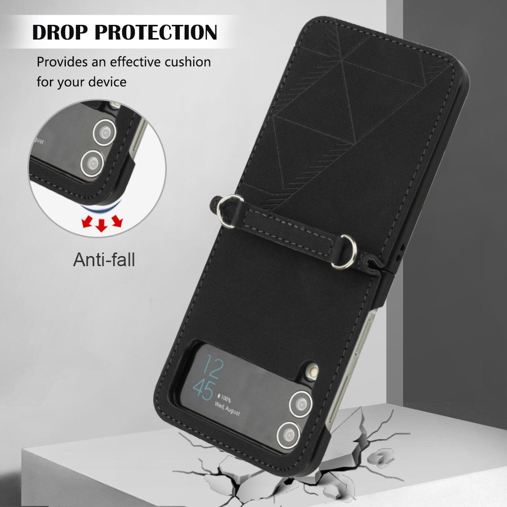 For Samsung Galaxy Z Flip4 5G Leather Case with Hand Strap Wallet Stand Phone Cover