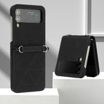 For Samsung Galaxy Z Flip4 5G Leather Case with Hand Strap Wallet Stand Phone Cover