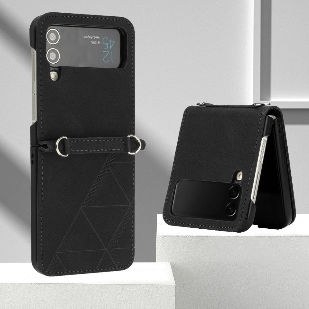 For Samsung Galaxy Z Flip4 5G Leather Case with Hand Strap Wallet Stand Phone Cover