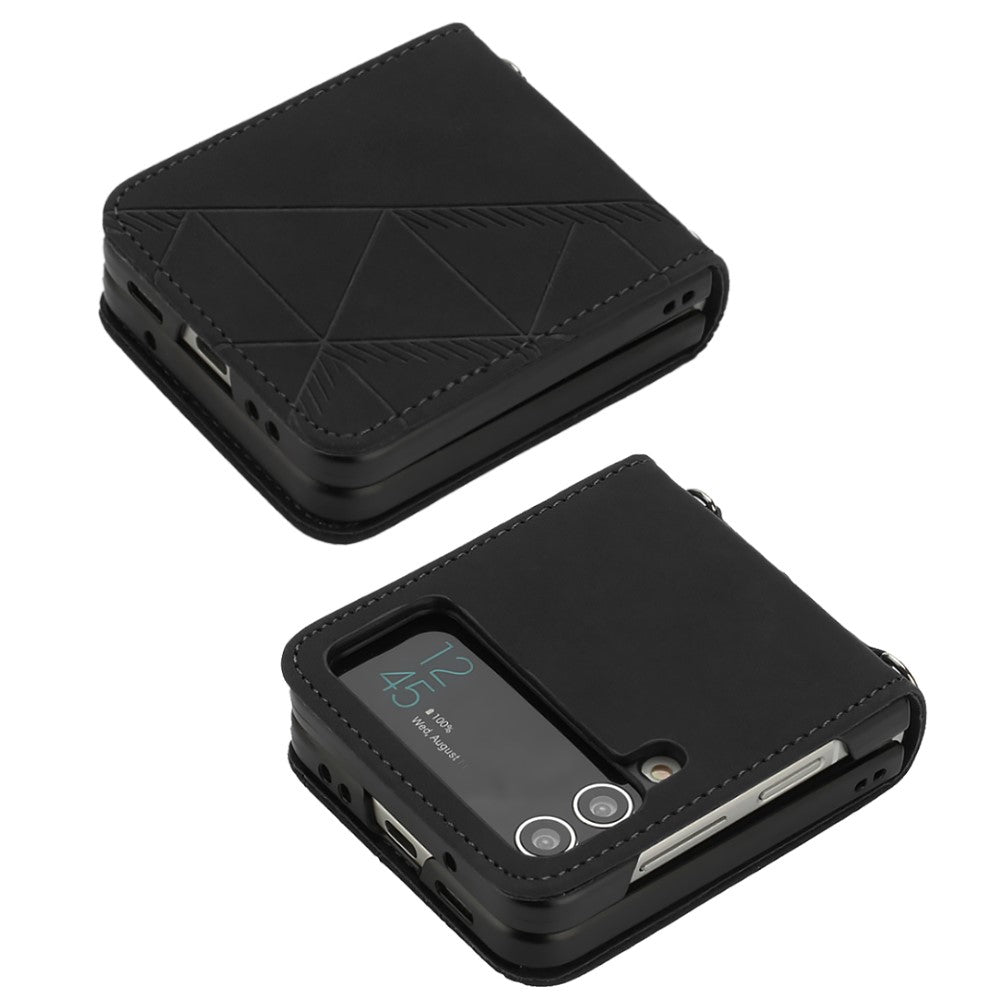 For Samsung Galaxy Z Flip4 5G Leather Case with Hand Strap Wallet Stand Phone Cover