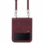 For Samsung Galaxy Z Flip4 5G Leather Case with Shoulder Strap Wallet Stand Phone Cover