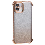 For iPhone 12 Case Electroplating Glitter Soft TPU Phone Cover Side Heart Pattern