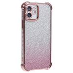 For iPhone 12 Case Electroplating Glitter Soft TPU Phone Cover Side Heart Pattern