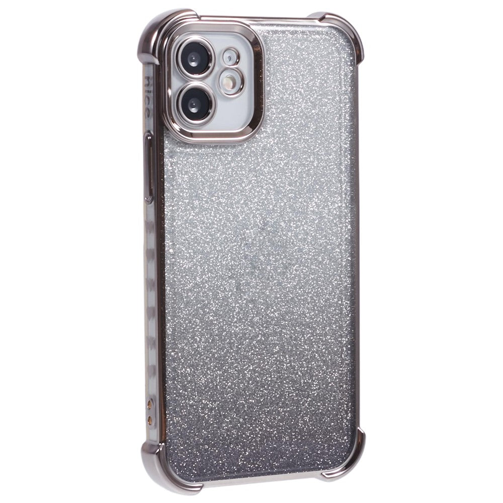 For iPhone 12 Case Electroplating Glitter Soft TPU Phone Cover Side Heart Pattern