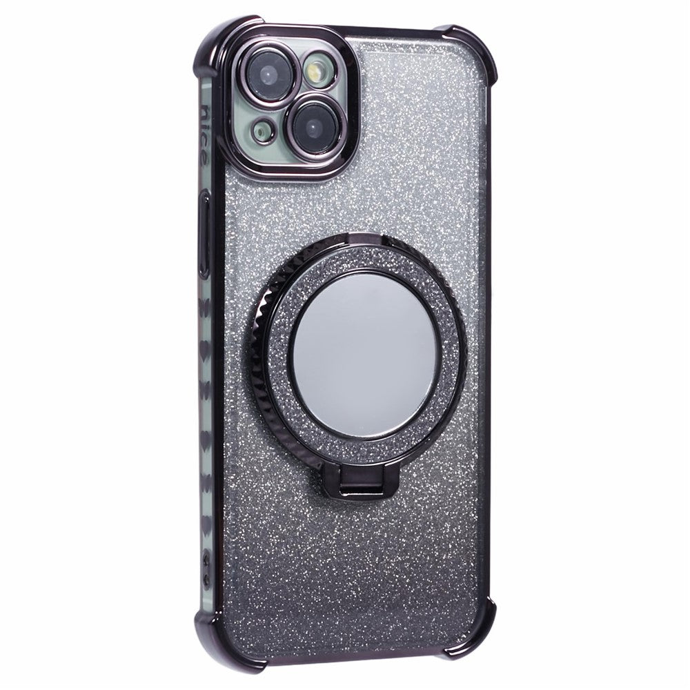 Til iPhone 15 Plus Kickstand Cover i Glitter TPU med Spejl
