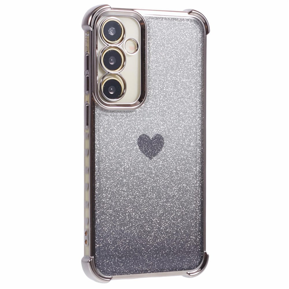 For Samsung Galaxy S23 FE Case Gradient Glitter Heart Electroplating TPU Phone Cover