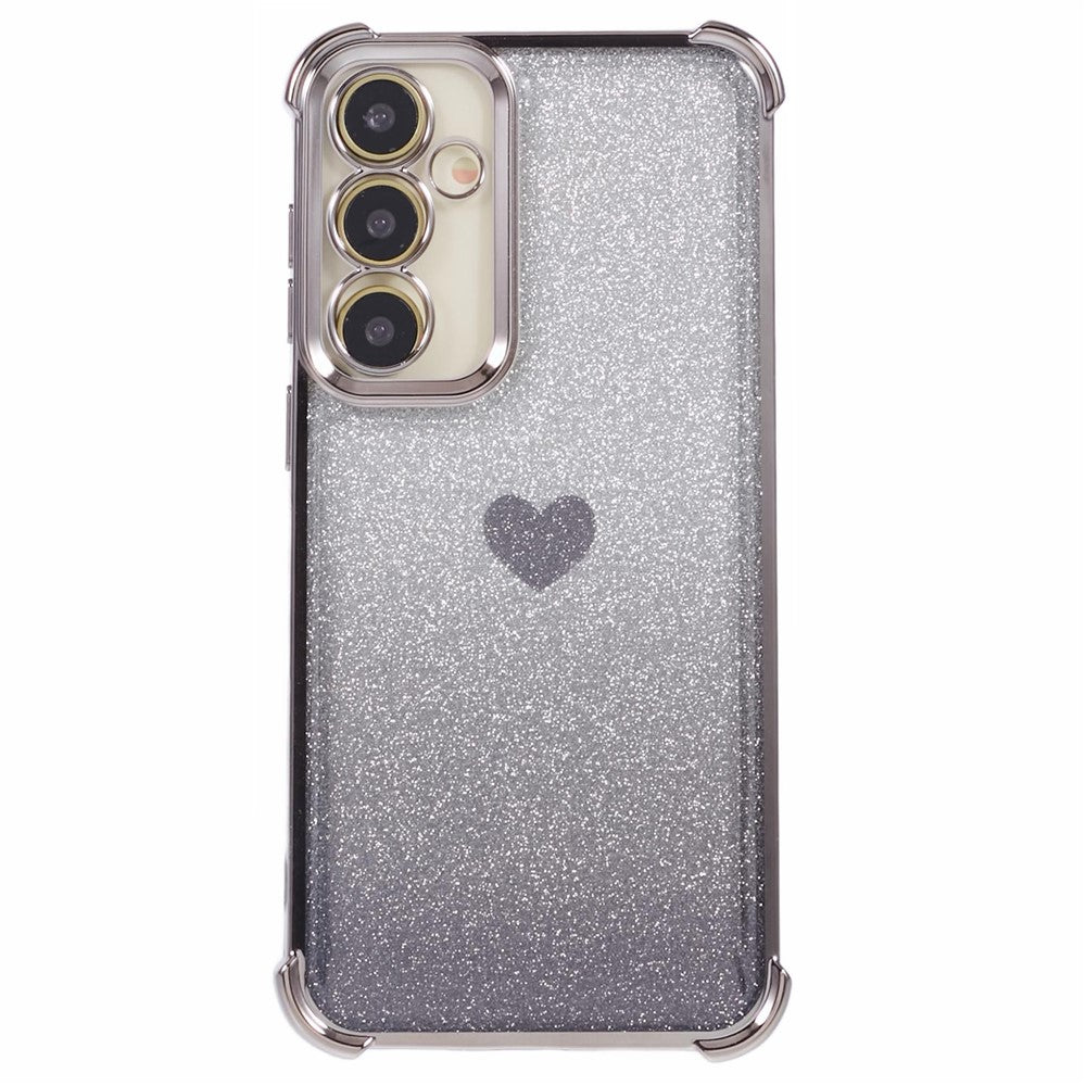 For Samsung Galaxy S23 FE Case Gradient Glitter Heart Electroplating TPU Phone Cover