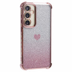 For Samsung Galaxy S23 FE Case Gradient Glitter Heart Electroplating TPU Phone Cover