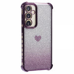 For Samsung Galaxy S23 FE Case Gradient Glitter Heart Electroplating TPU Phone Cover