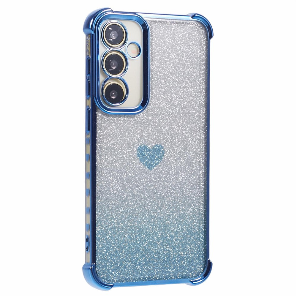 For Samsung Galaxy S23 FE Case Gradient Glitter Heart Electroplating TPU Phone Cover