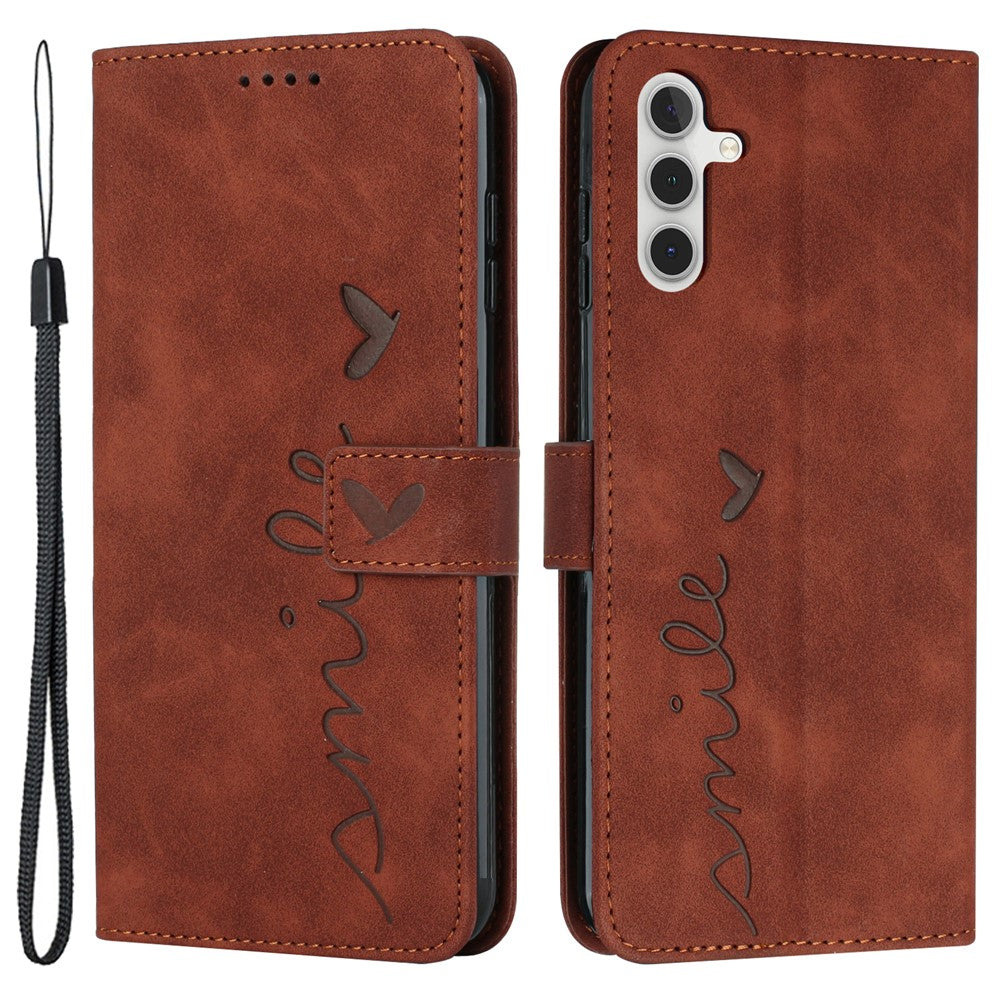 For Samsung Galaxy M55 5G / C55 5G / F55 5G Phone Case Love Heart Imprinted Skin-Touch PU Leather Shell