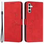 For Samsung Galaxy M55 5G / C55 5G / F55 5G Phone Case Love Heart Imprinted Skin-Touch PU Leather Shell