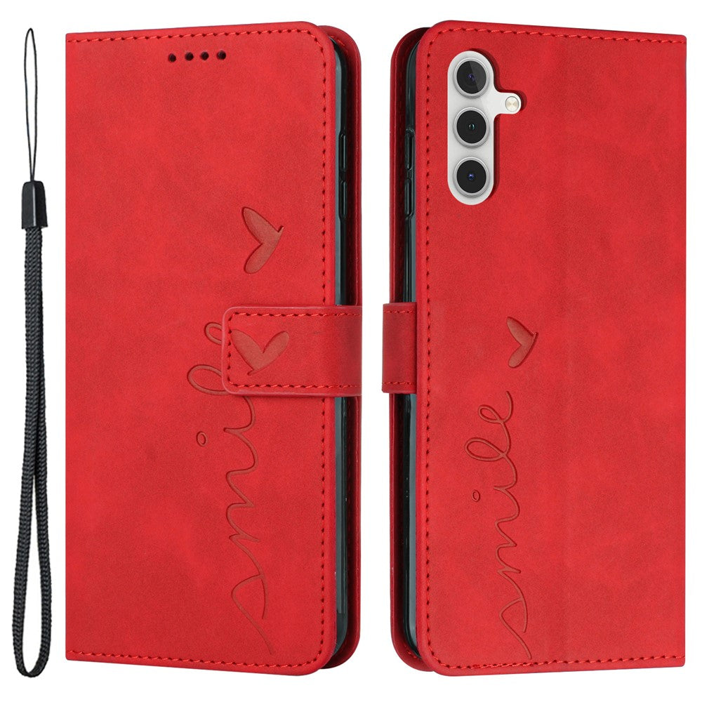 For Samsung Galaxy M55 5G / C55 5G / F55 5G Phone Case Love Heart Imprinted Skin-Touch PU Leather Shell