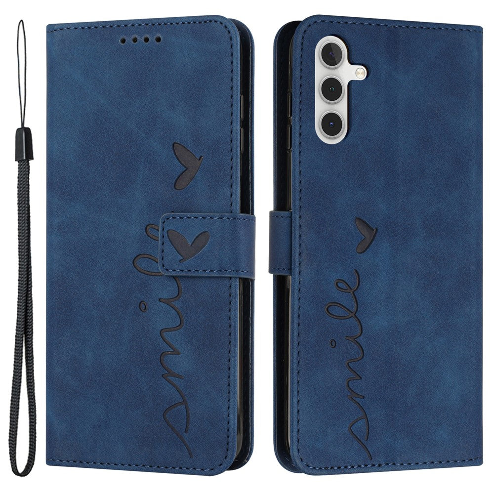 For Samsung Galaxy M55 5G / C55 5G / F55 5G Phone Case Love Heart Imprinted Skin-Touch PU Leather Shell