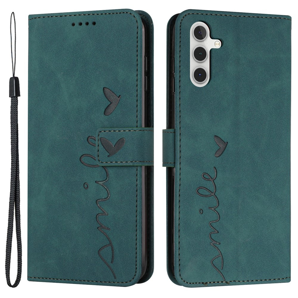 For Samsung Galaxy M55 5G / C55 5G / F55 5G Phone Case Love Heart Imprinted Skin-Touch PU Leather Shell