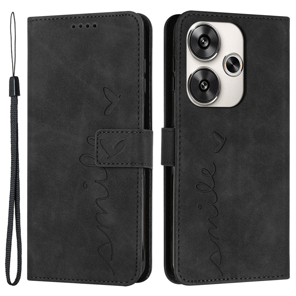 For Xiaomi Redmi Turbo 3 5G / Poco F6 5G Phone Case Heart Imprinted Anti-Fall PU Leather Stand Shell