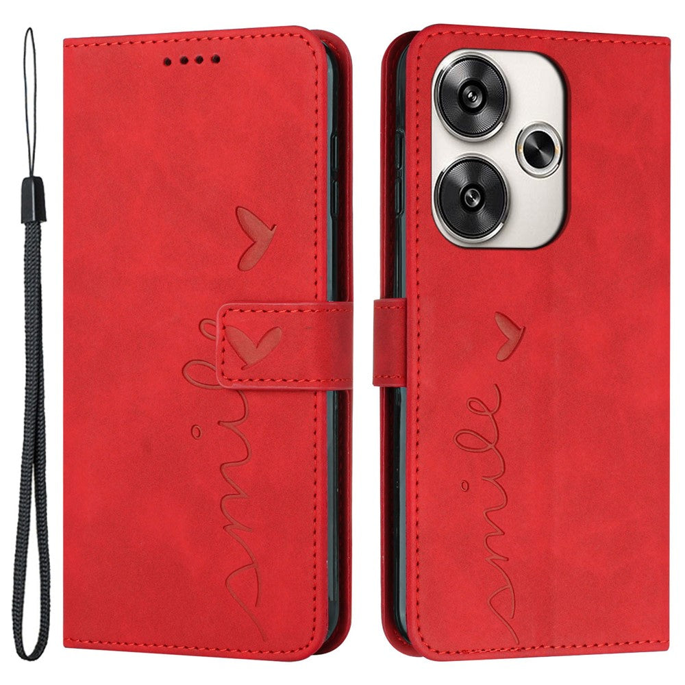 For Xiaomi Redmi Turbo 3 5G / Poco F6 5G Phone Case Heart Imprinted Anti-Fall PU Leather Stand Shell
