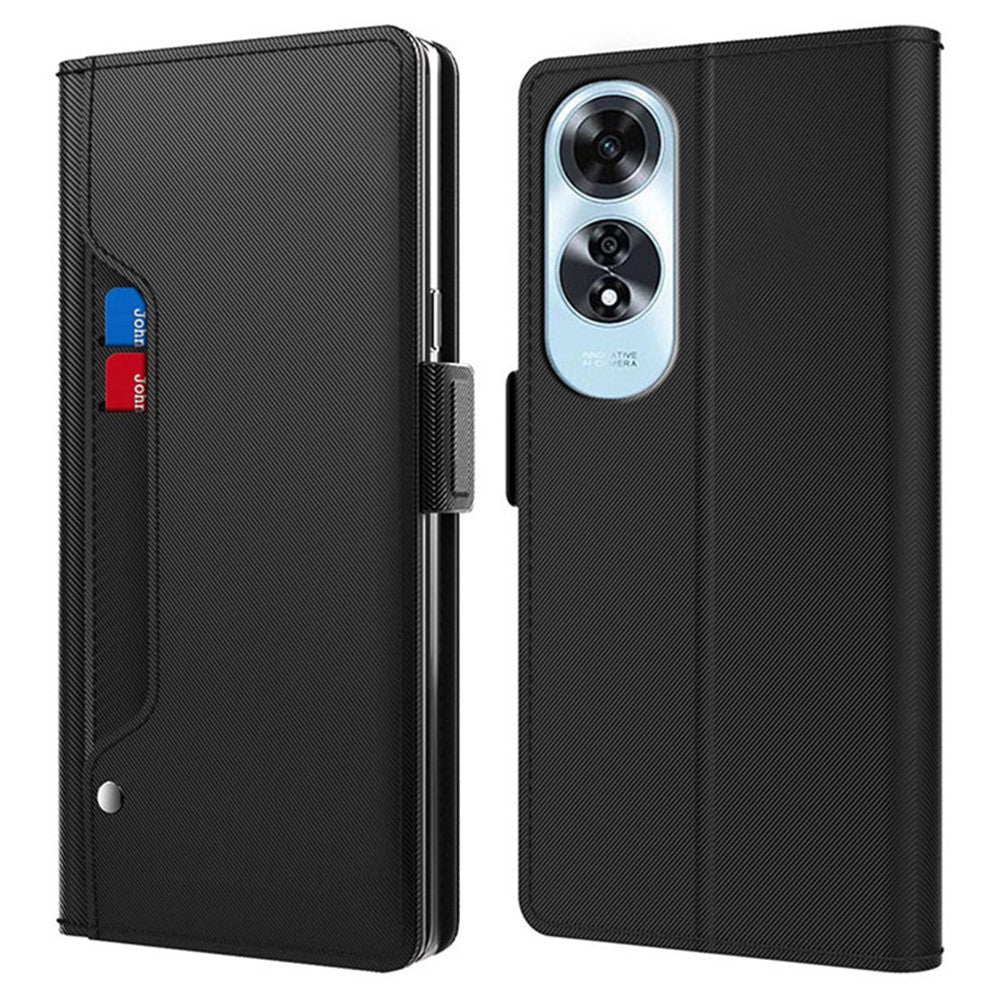 For Oppo A60 4G Phone Case Anti-Drop PU Leather Flip Cover with Mirror