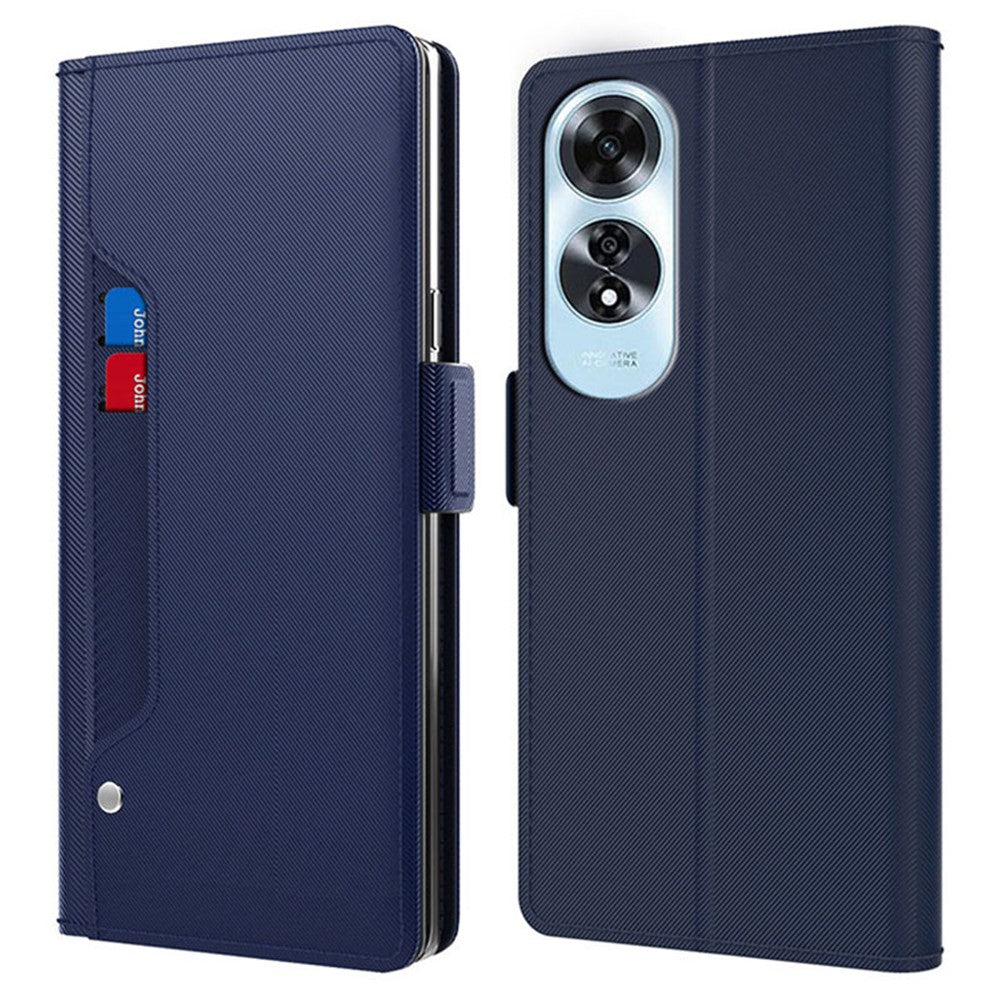 For Oppo A60 4G Phone Case Anti-Drop PU Leather Flip Cover with Mirror