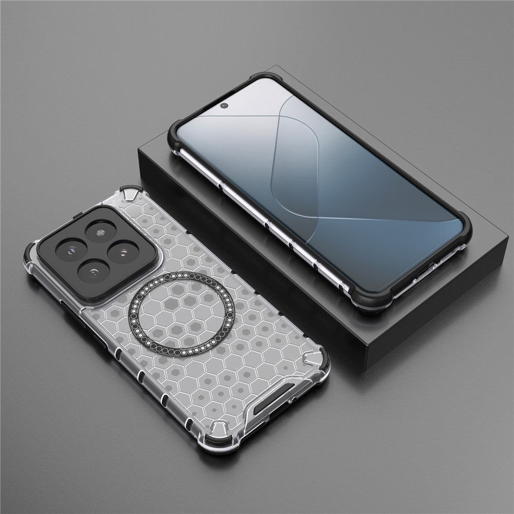 For Xiaomi 14 Pro Magnetic Case Honeycomb TPU+PC Phone Cover with Reinforced Corners