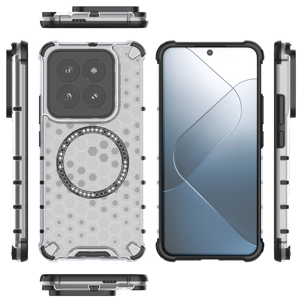 For Xiaomi 14 Pro Magnetic Case Honeycomb TPU+PC Phone Cover with Reinforced Corners