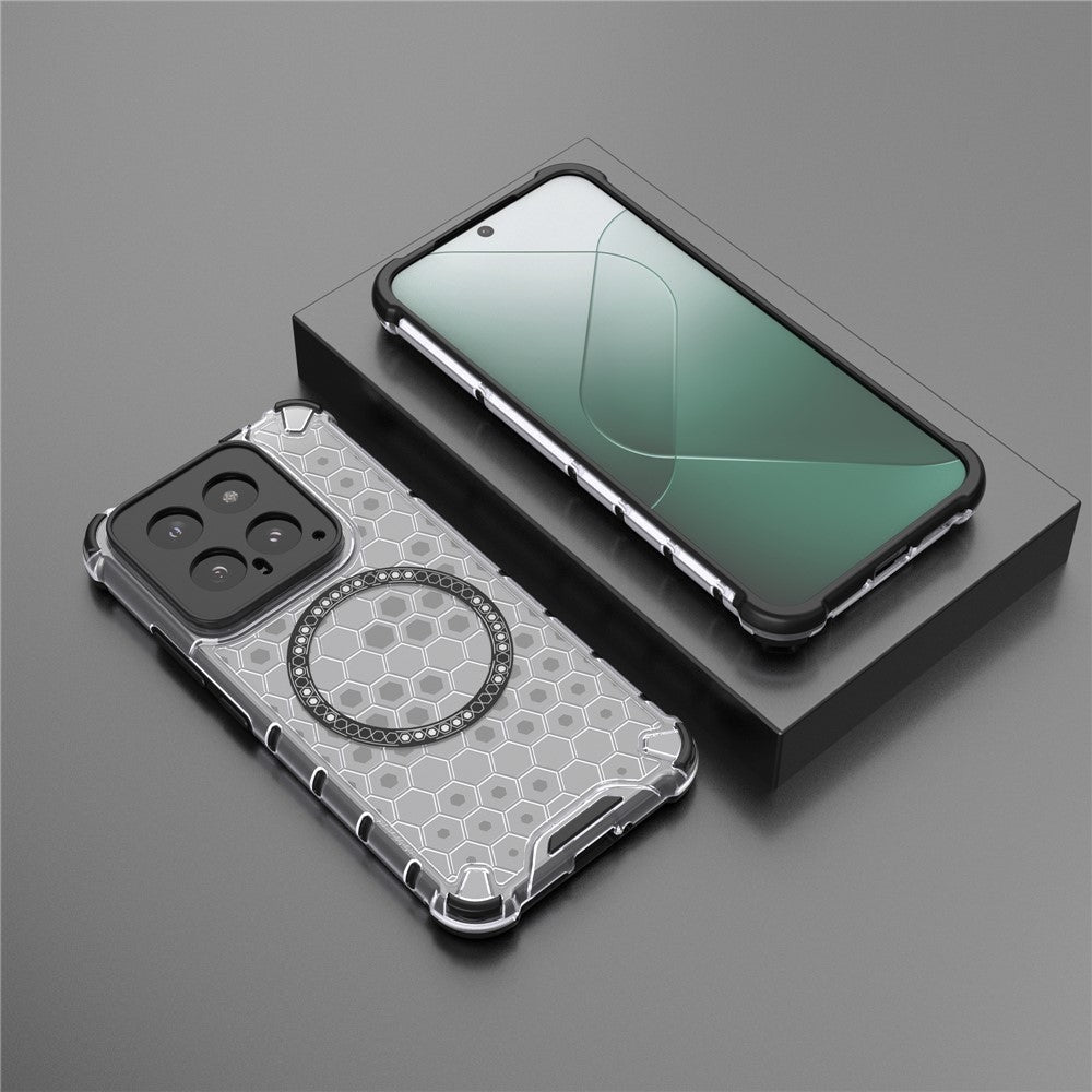 For Xiaomi 14 Magnetic Case Translucent Honeycomb TPU+PC Phone Cover