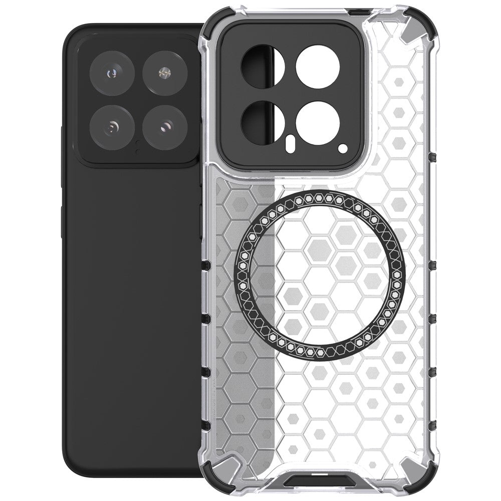 For Xiaomi 14 Magnetic Case Translucent Honeycomb TPU+PC Phone Cover