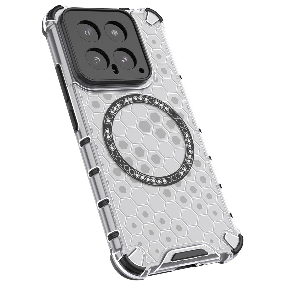 For Xiaomi 14 Magnetic Case Translucent Honeycomb TPU+PC Phone Cover