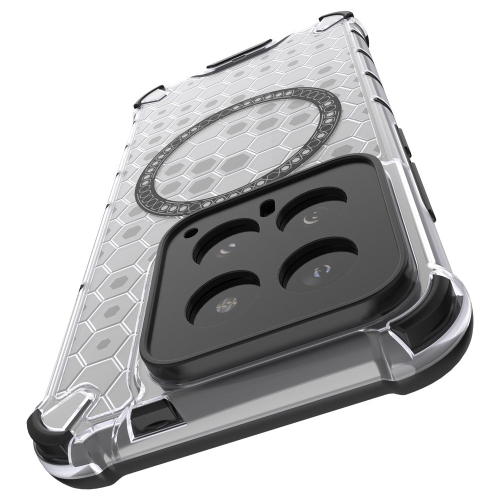For Xiaomi 14 Magnetic Case Translucent Honeycomb TPU+PC Phone Cover
