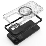For Xiaomi 14 Magnetic Case Translucent Honeycomb TPU+PC Phone Cover