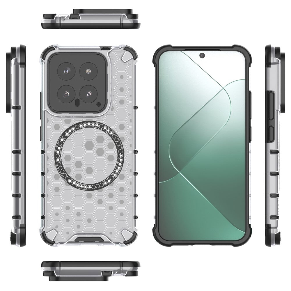 For Xiaomi 14 Magnetic Case Translucent Honeycomb TPU+PC Phone Cover