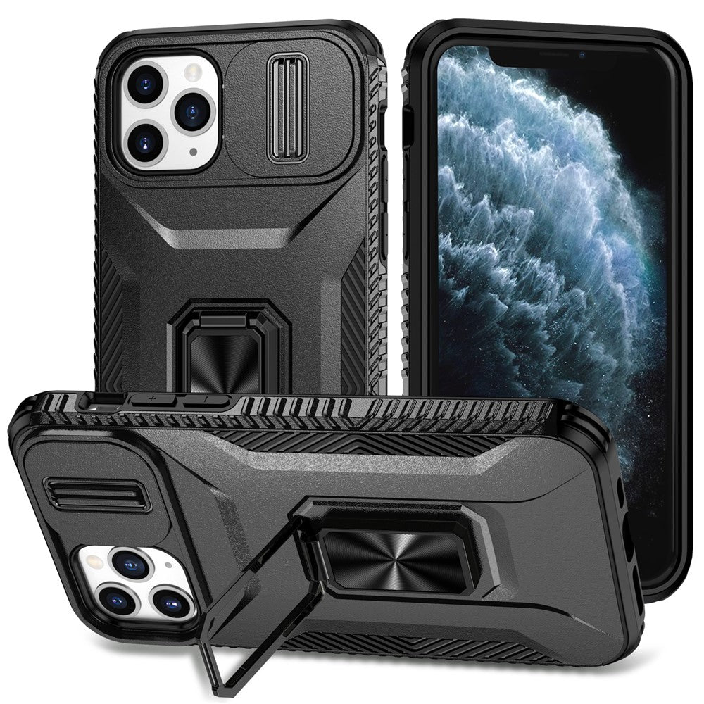 iPhone 11 Pro-skal PC+TPU-mobilskydd Skjutbart Camshield-hållare
