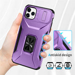 Til iPhone 11 Pro Max cover TPU+PC Linsebeskyttelse Telefoncover med Ring Kickstand