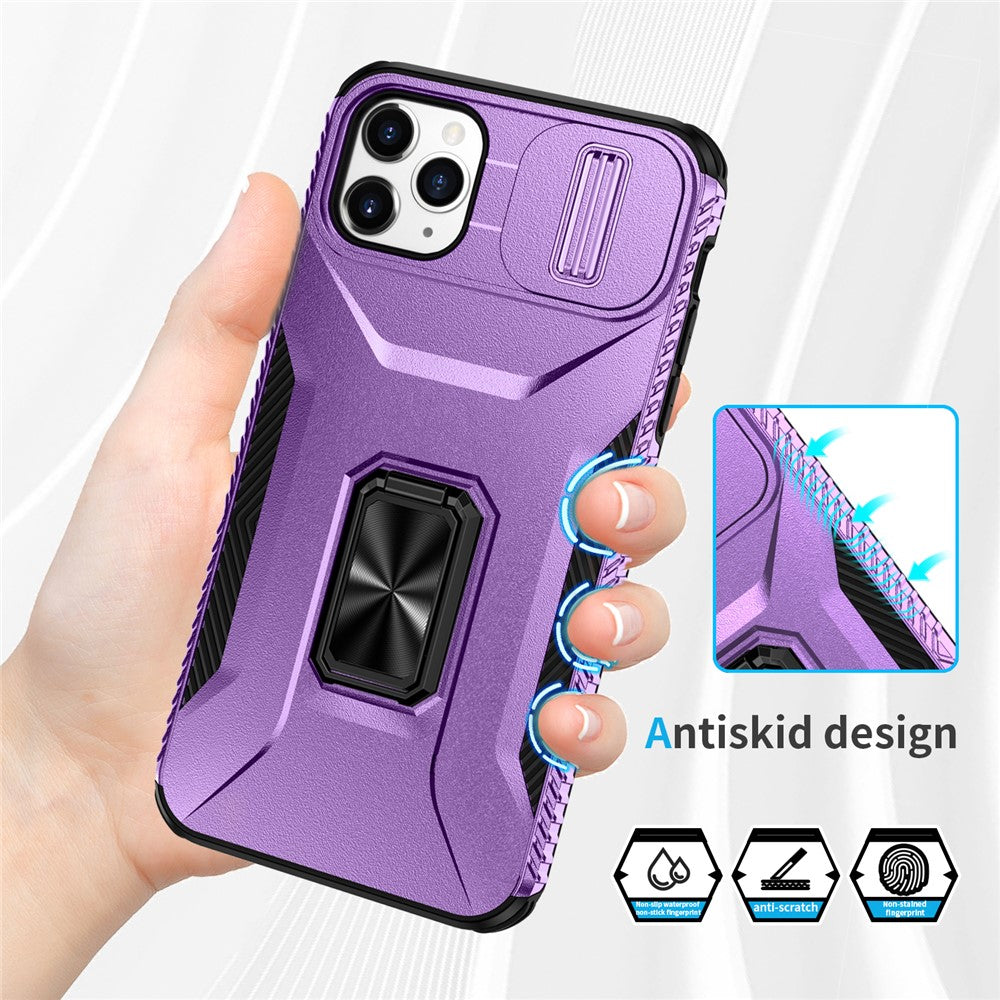 Til iPhone 11 Pro Max cover TPU+PC Linsebeskyttelse Telefoncover med Ring Kickstand
