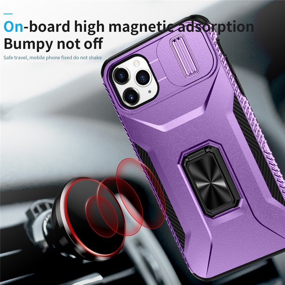 Til iPhone 11 Pro Max cover TPU+PC Linsebeskyttelse Telefoncover med Ring Kickstand